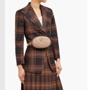 Gucci Belt Marmont Gg Matelassé Crossbody Belt Taupe Nero Leather Cross Body Bag